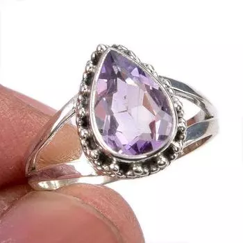 Natural Pink Amethyst Gemstone Handmade 925 Solid Silver Jewelry Ring S.6.5 L0R03
