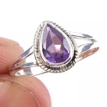 Natural Pink Amethyst Gemstone Handmade 925 Solid Sterling Silver Ring S.9 U5Z43