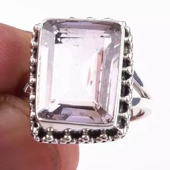 Natural Pink Amethyst Gemstone Handmade 925 Solid Sterling Silver Ring S.6 e5v27