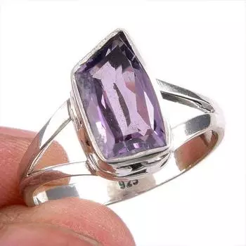 Natural Pink Amethyst Gemstone Handmade 925 Solid Silver Jewelry Ring S.8.5 C4N62