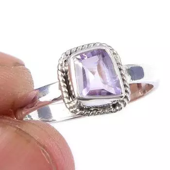 Natural Pink Amethyst Gemstone Handmade 925 Solid Sterling Silver Ring S.6 d6d77