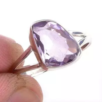 Natural Pink Amethyst Gemstone Handmade 925 Solid Sterling Silver Ring S.8 C8k88