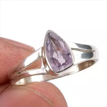 Natural Pink Amethyst Gemstone Handmade 925 Solid Silver Jewelry Ring S.7 H6I37
