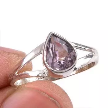Natural Pink Amethyst Gemstone Handmade 925 Solid Silver Jewelry Ring S.8 U3N08