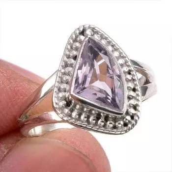 Natural Pink Amethyst Gemstone Handmade 925 Solid Silver Jewelry Ring S.5.5 s1H54