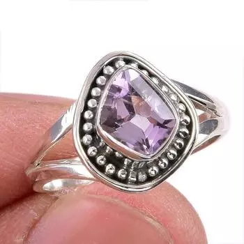 Natural Pink Amethyst Gemstone Handmade 925 Solid Silver Jewelry Ring S.5.5 v5r55
