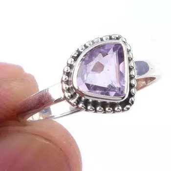 Natural Pink Amethyst Gemstone Handmade 925 Solid Sterling Silver Ring S.8 l5m13
