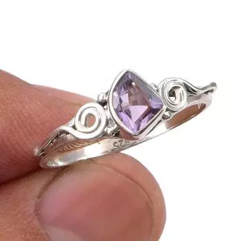 Natural Pink Amethyst Gemstone Handmade 925 Sterling Silver Gift Ring S.9 u5u12