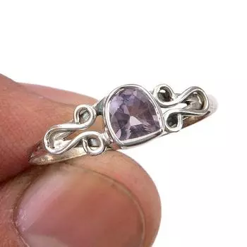 Natural Pink Amethyst Gemstone Handmade 925 Sterling Silver Gift Ring S.10 d3l62
