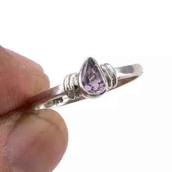 Natural Pink Amethyst Gemstone Handmade 925 Sterling Silver Gift Ring S.6 Z2q87