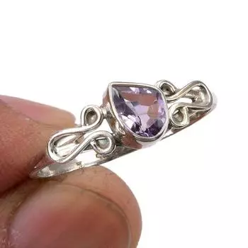 Natural Pink Amethyst Gemstone Handmade 925 Sterling Silver Gift Ring S.10 k5A44