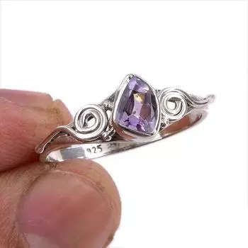 Natural Pink Amethyst Gemstone Handmade 925 Sterling Silver Gift Ring S.9 E5j25