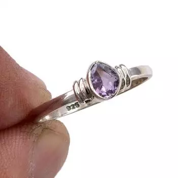 Natural Pink Amethyst Gemstone Handmade 925 Sterling Silver Gift Ring S.7 S1B96