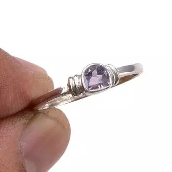 Natural Pink Amethyst Gemstone Handmade 925 Sterling Silver Gift Ring S.8 f4N10