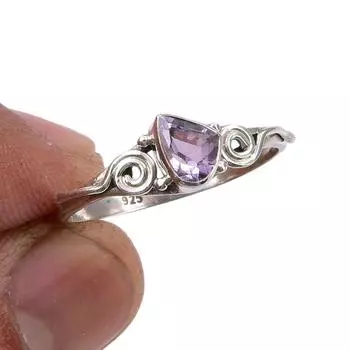 Natural Pink Amethyst Gemstone Handmade 925 Sterling Silver Gift Ring S.10 o1I65