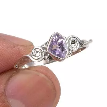 Natural Pink Amethyst Gemstone Handmade 925 Sterling Silver Gift Ring S.7 v8m56