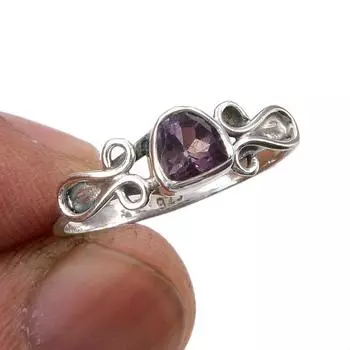 Natural Pink Amethyst Gemstone Handmade 925 Sterling Silver Gift Ring S.7 o3M39