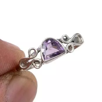 Natural Pink Amethyst Gemstone Handmade 925 Sterling Silver Gift Ring S.8 g2p23