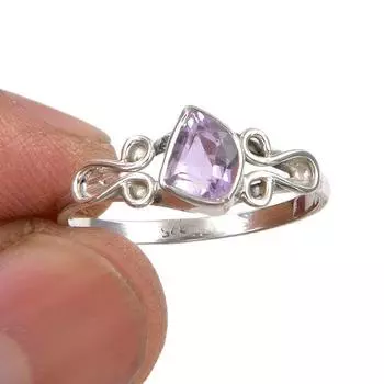 Natural Pink Amethyst Gemstone Handmade 925 Sterling Silver Gift Ring S.8 L8l44