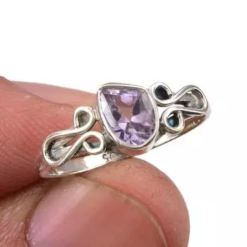 Natural Pink Amethyst Gemstone Handmade 925 Sterling Silver Gift Ring S.7 z6z93