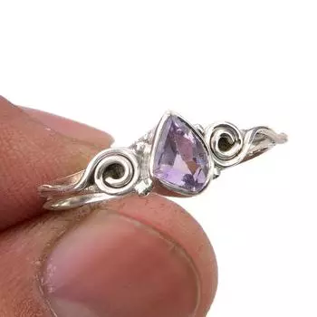 Natural Pink Amethyst Gemstone Handmade 925 Sterling Silver Gift Ring S.9 Q2o35