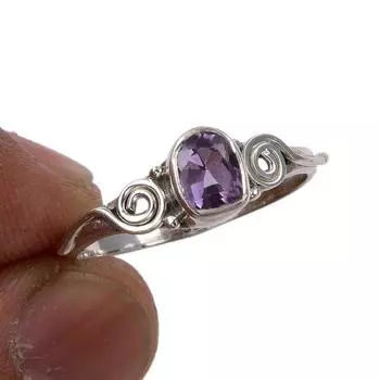 Natural Pink Amethyst Gemstone Handmade 925 Sterling Silver Gift Ring S.8 k9Y67