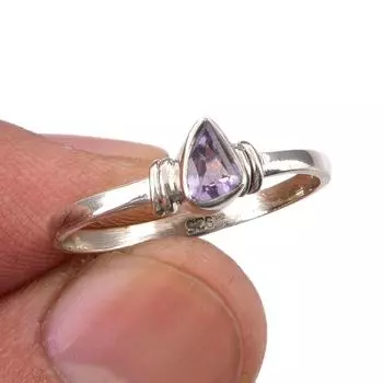 Natural Pink Amethyst Gemstone Handmade 925 Sterling Silver Ring Size 8.5 n7I47