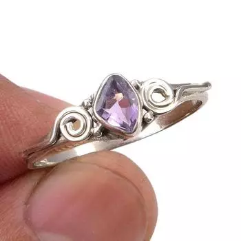 Natural Pink Amethyst Gemstone Handmade 925 Sterling Silver Gift Ring S.10 F0a10