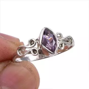 Natural Pink Amethyst Gemstone Handmade 925 Sterling Silver Gift Ring S.8 q0e64