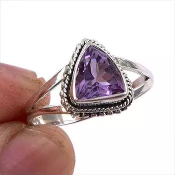 Natural Pink Amethyst Gemstone Handmade 925 Sterling Silver Gift Ring S.9 C4T14