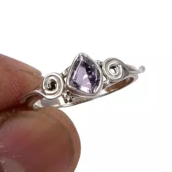 Natural Pink Amethyst Gemstone Handmade 925 Sterling Silver Gift Ring S.6 G4V36