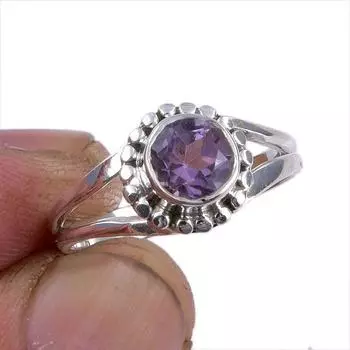Natural Pink Amethyst Gemstone Handmade 925 Sterling Silver Ring Size 7.5 U5l32