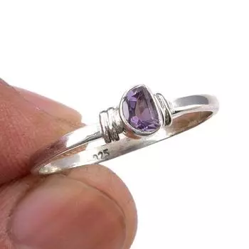 Natural Pink Amethyst Gemstone Handmade 925 Sterling Silver Gift Ring S.10 T5E59