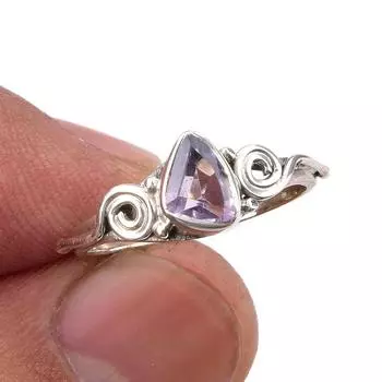 Natural Pink Amethyst Gemstone Handmade 925 Sterling Silver Gift Ring S.6 e4A36