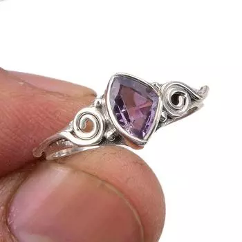 Natural Pink Amethyst Gemstone Handmade 925 Sterling Silver Gift Ring S.6 p0Z70