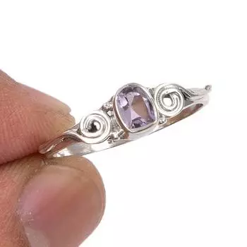 Natural Pink Amethyst Gemstone Handmade 925 Sterling Silver Gift Ring S.9 Z1U44