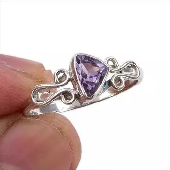Natural Pink Amethyst Gemstone Handmade 925 Sterling Silver Gift Ring S.8 v8A39