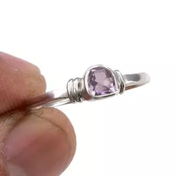 Natural Pink Amethyst Gemstone Handmade 925 Sterling Silver Gift Ring S.8 M1s24