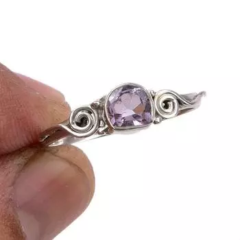 Natural Pink Amethyst Gemstone Handmade 925 Sterling Silver Gift Ring S.10 c5T84