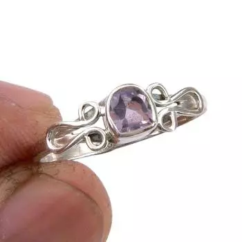 Natural Pink Amethyst Gemstone Handmade 925 Sterling Silver Gift Ring S.8 f1p79