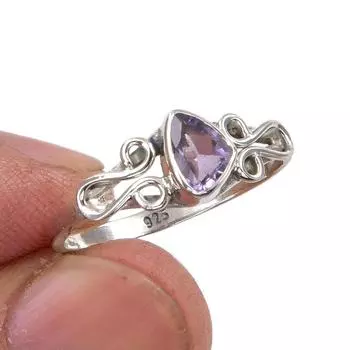 Natural Pink Amethyst Gemstone Handmade 925 Sterling Silver Gift Ring S.7 l3m11