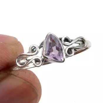 Natural Pink Amethyst Gemstone Handmade 925 Sterling Silver Gift Ring S.10 Y8o30