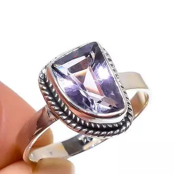 Natural Pink Amethyst Gemstone Handmade 925 Sterling Silver Gift Ring S.7 l1i08