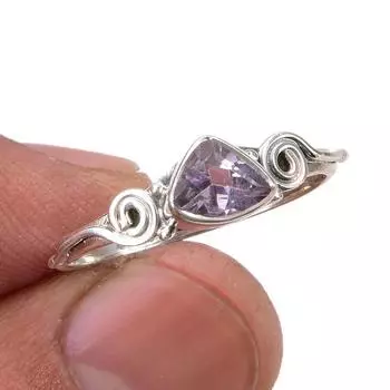 Natural Pink Amethyst Gemstone Handmade 925 Sterling Silver Gift Ring S.9 b7l16