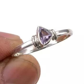 Natural Pink Amethyst Gemstone Handmade 925 Sterling Silver Gift Ring S.10 T5B94
