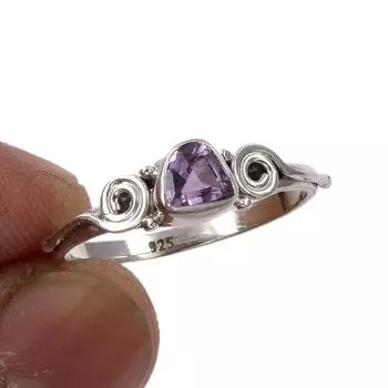 Natural Pink Amethyst Gemstone Handmade 925 Sterling Silver Gift Ring S.8 b2a20