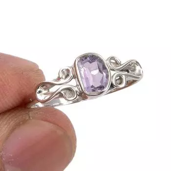 Natural Pink Amethyst Gemstone Handmade 925 Sterling Silver Gift Ring S.7 s1T89