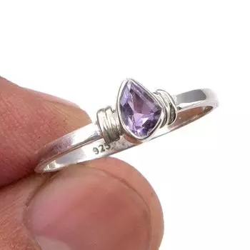 Natural Pink Amethyst Gemstone Handmade 925 Sterling Silver Gift Ring S.9 Z7F44