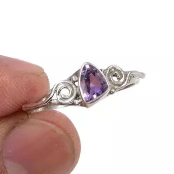 Natural Pink Amethyst Gemstone Handmade 925 Sterling Silver Gift Ring S.8 Z8m44