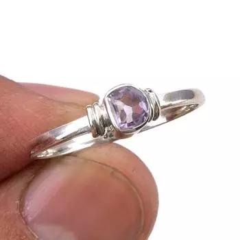 Natural Pink Amethyst Gemstone Handmade 925 Sterling Silver Gift Ring S.10 l5a59
